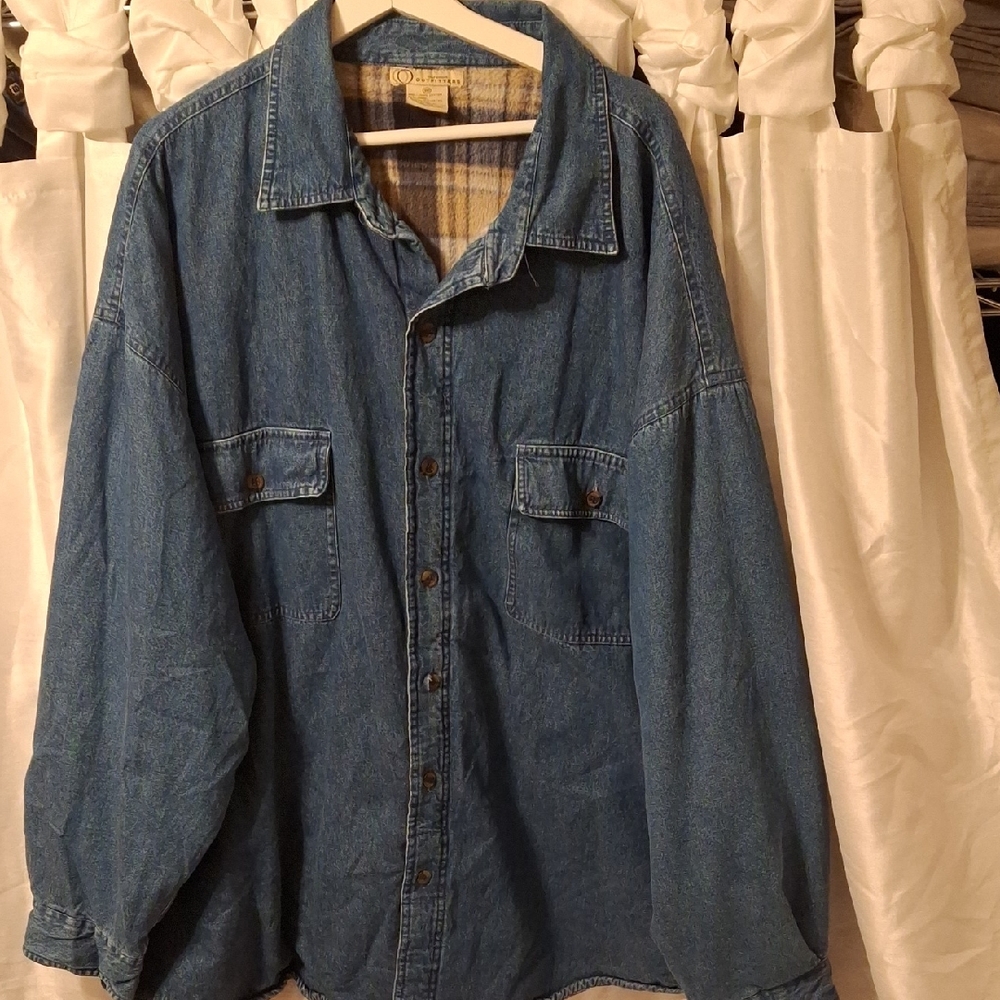 Outdoor Outfitters Men's Blue Denim Flannel Lined Shirt Jacket 3XT